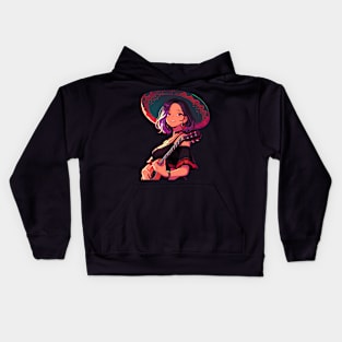 Cinco de mayo anime girls with guitar Kids Hoodie